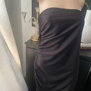 Zara Elegant Strapless Black Dress midi dress size extra large